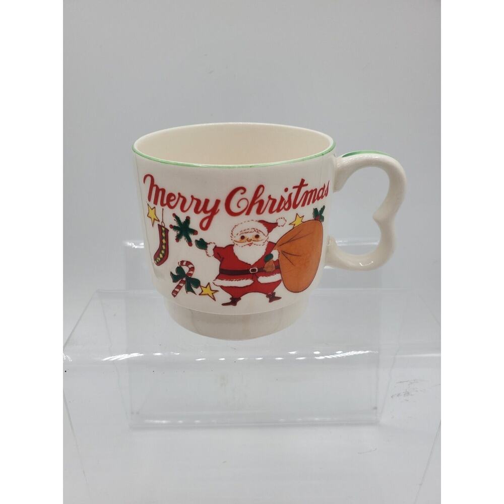 Vintage MCM 1960's Santa & Presents Christmas Coffee Mug 7 Ounce Made in Japan